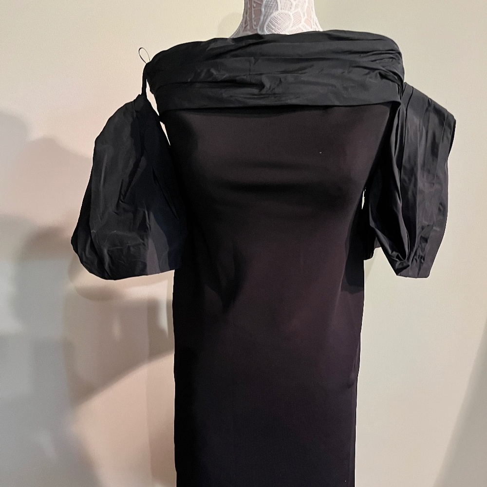 Givenchy NWT $2295. Black Cocktail Dress Bow Sleeves off the Shoulder